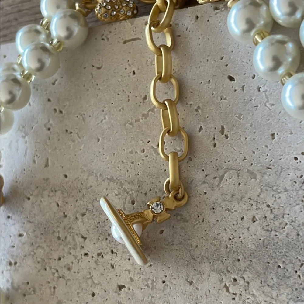 Vivienne Westwood Pearl Choker Bone Detail Gold Orb Necklace Bracelet Adjustable